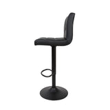 Set of 2 PU Black Leather Bar Stools