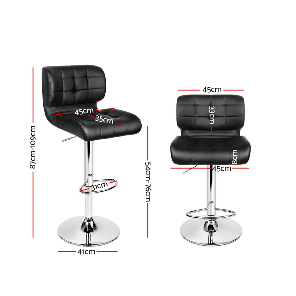 2x Promus Bar Stools Gas Lift Leather Black