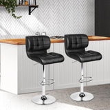 2x Promus Bar Stools Gas Lift Leather Black