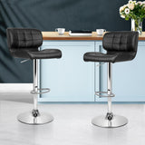 2x Promus Bar Stools Gas Lift Leather Black