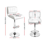 2x Bar Stools Gas Lift Leather White