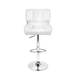 2x Bar Stools Gas Lift Leather White