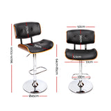 set of 2 Bar Stools Leather Black