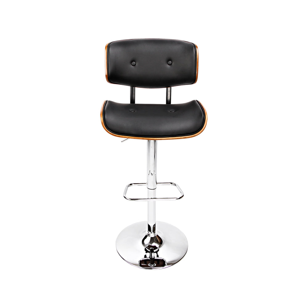 set of 2 Bar Stools Leather Black