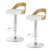 2x Publia Bar Stools Adjustable Leather Padded White