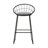 4x Bar Stools Black Metal Legs Linin Fabric Seat