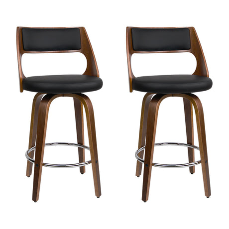 2x Swivel Contoured Backrest Bar Stools