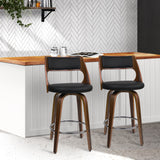 2x Swivel Contoured Backrest Bar Stools