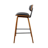 2x Mika Bar Stools 4 Legged Wooden Stool With Black Padded Seat