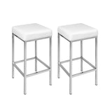 2x PU Leather Kitchen Bar Stools 4 Legged White