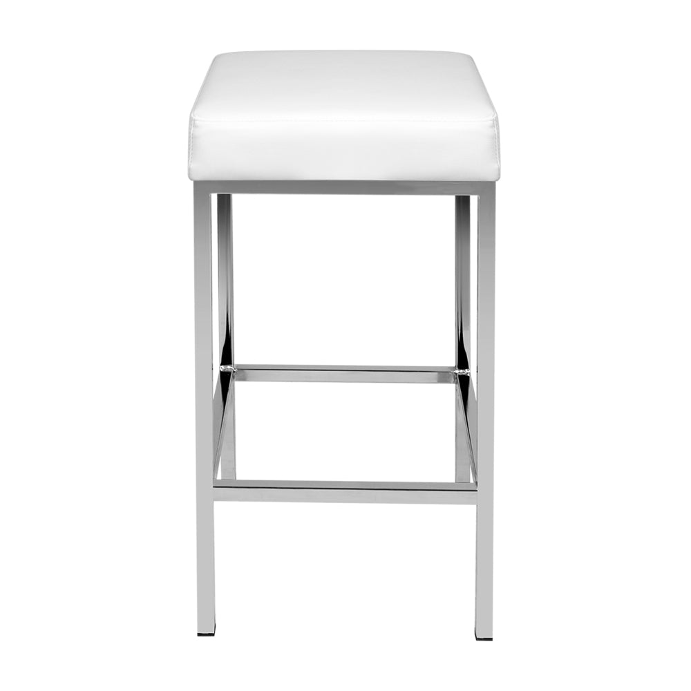 2x PU Leather Kitchen Bar Stools 4 Legged White