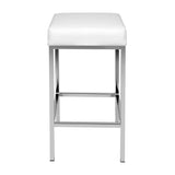 2x PU Leather Kitchen Bar Stools 4 Legged White