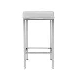 2x PU Leather Kitchen Bar Stools 4 Legged White