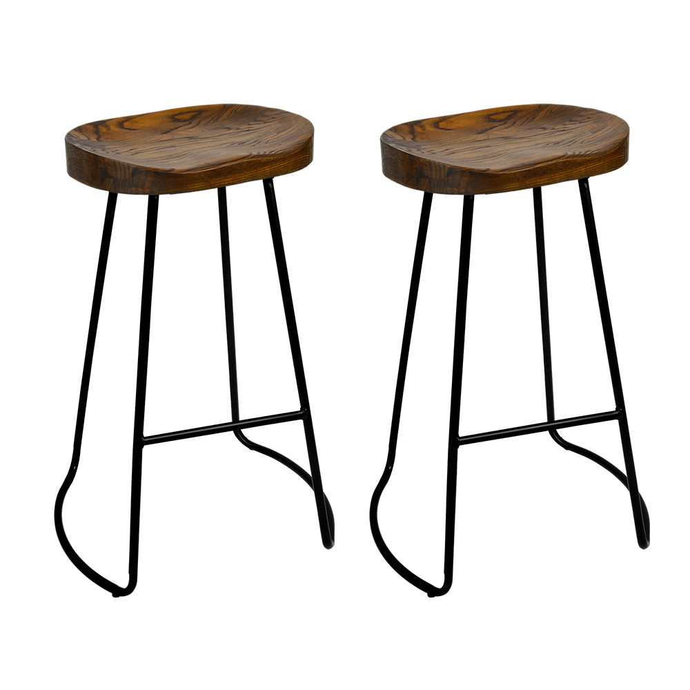 2x Retro Inspired Tractor Bar Stools - Black Legs