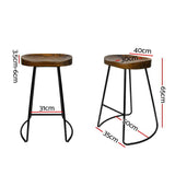 2x Retro Inspired Tractor Bar Stools - Black Legs