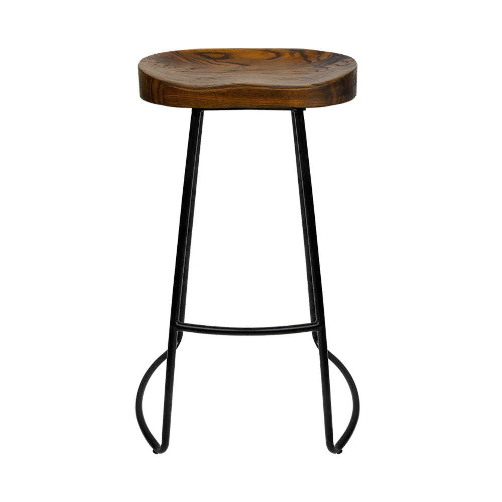 2x Retro Inspired Tractor Bar Stools - Black Legs