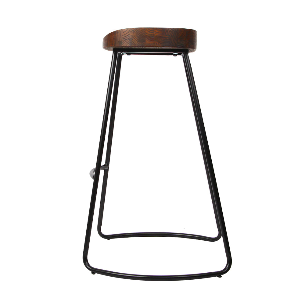 2x Retro Inspired Tractor Bar Stools - Black Legs