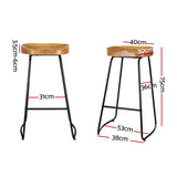 2x Tractor Bar Stools Black Legs/Wood Colour Seat