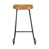 2x Tractor Bar Stools Black Legs/Wood Colour Seat