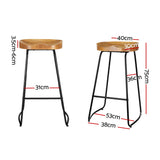 4x Tractor Bar Stools Metallic Finish Wood Seat