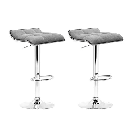 2x Contemporary Bar Stools Gas Lift Leather Grey