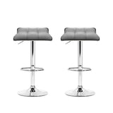 2x Contemporary Bar Stools Gas Lift Leather Grey