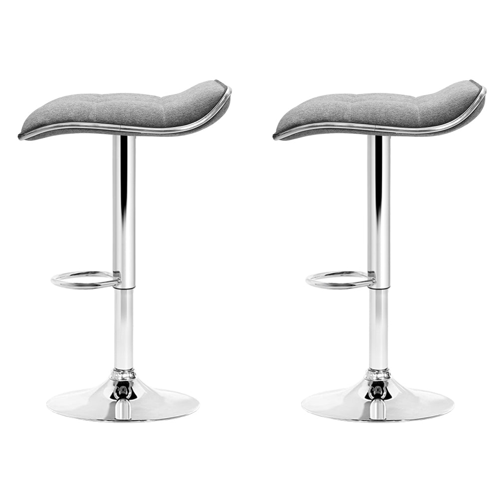 2x Contemporary Bar Stools Gas Lift Leather Grey