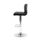 2x Bar Stools Gas Lift Leather Black with Back rest