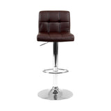 2x Bar Stools Adjustable PU Leather Chocolate With Footrest