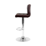 2x Bar Stools Adjustable PU Leather Chocolate With Footrest