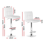 2x Bar Stools Gas Lift Leather White