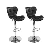 Set of 2 PU Leather Bar Stools- Black