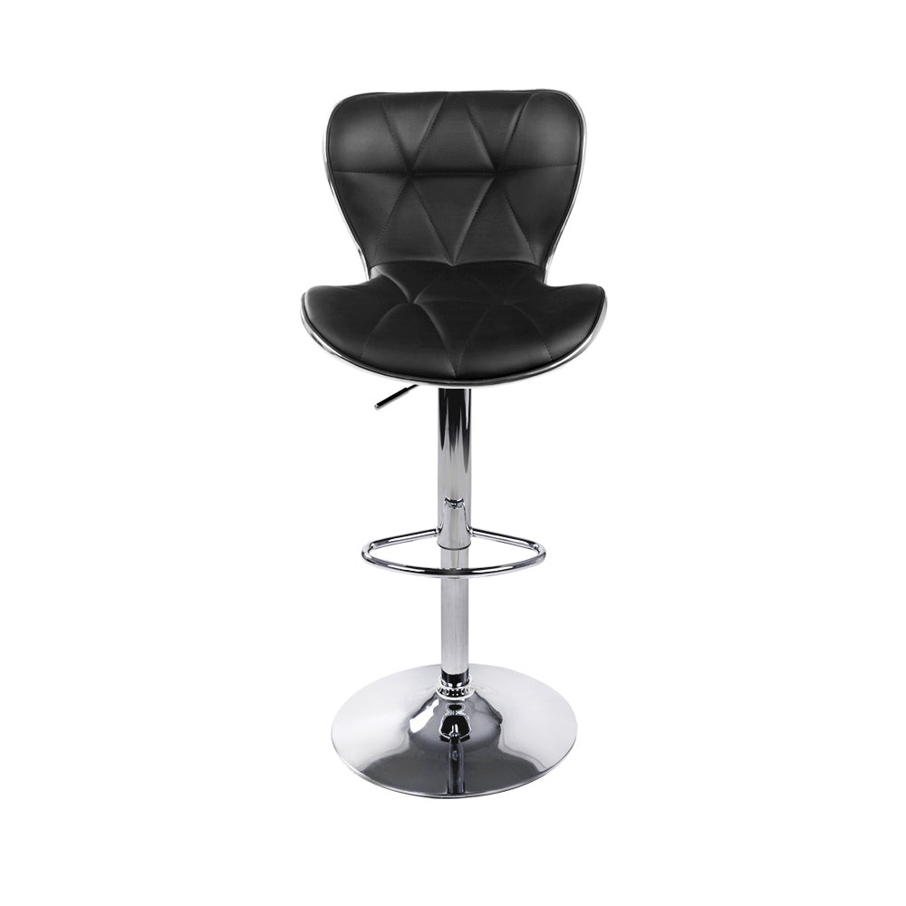 Set of 2 PU Leather Bar Stools- Black