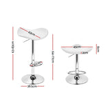 2x Bar Stools Gas Lift Leather White