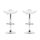 2x Bar Stools Gas Lift Leather White