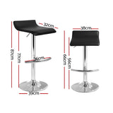 2x Sena Bar Stools Adjustable Gas Lift Chairs Black