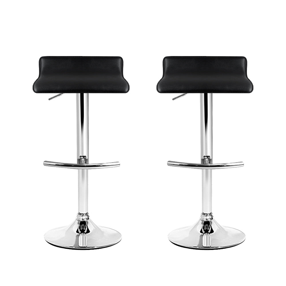 2x Sena Bar Stools Adjustable Gas Lift Chairs Black