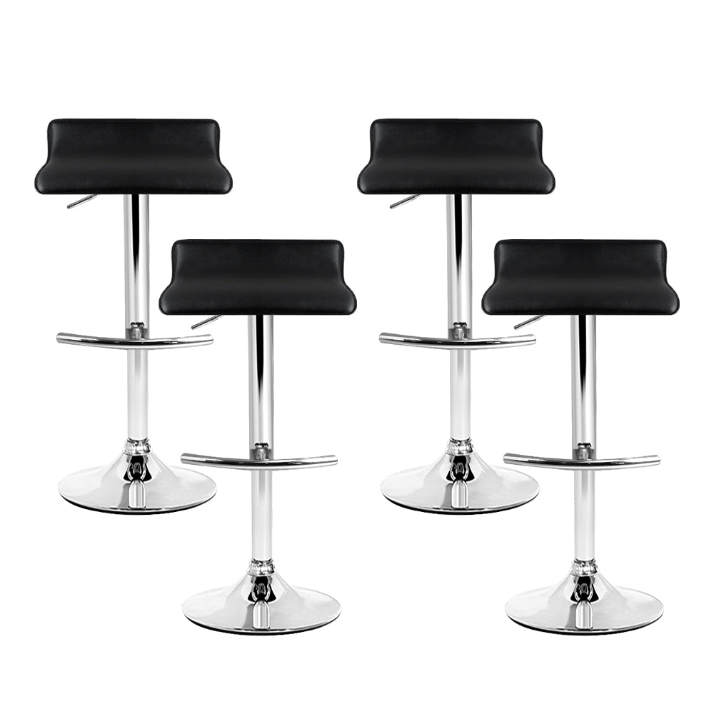 4x Bar Stools Black Seat 360 Degree Swivel Seat