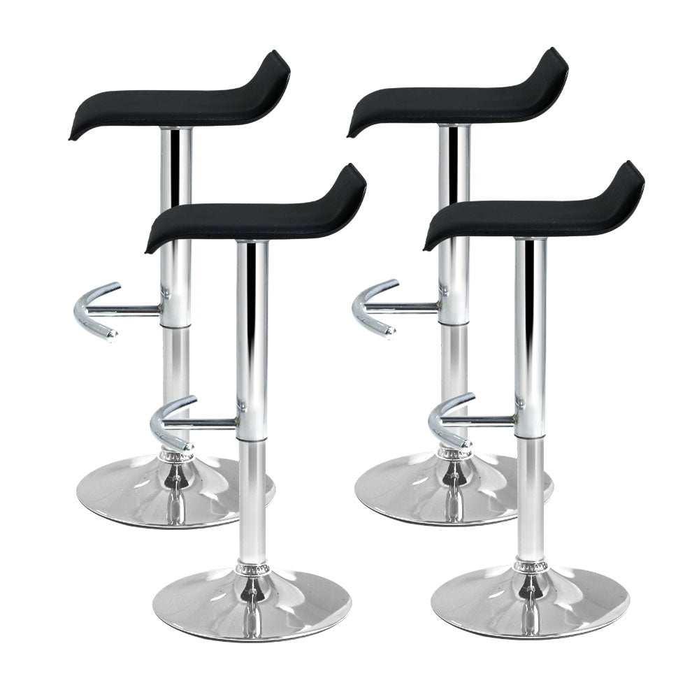 4x Bar Stools Black Seat 360 Degree Swivel Seat