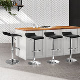 4x Bar Stools Black Seat 360 Degree Swivel Seat