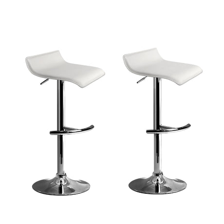 2x Sena Bar Stools Adjustable Gas Lift Chairs White