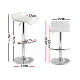 2x Sena Bar Stools Adjustable Gas Lift Chairs White