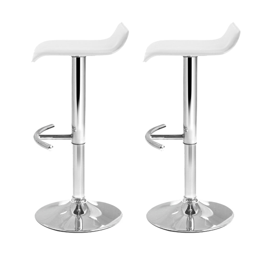 2x Sena Bar Stools Adjustable Gas Lift Chairs White