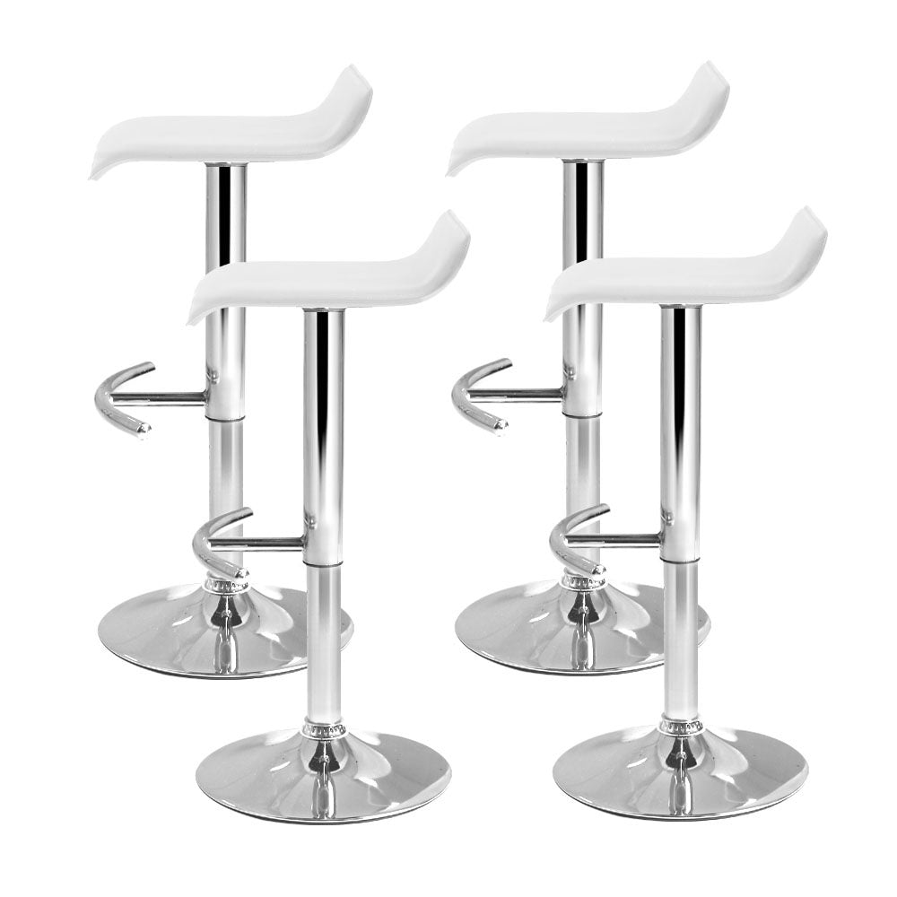 4x Bar Stools White Seat 360 Degree Swivel Seat