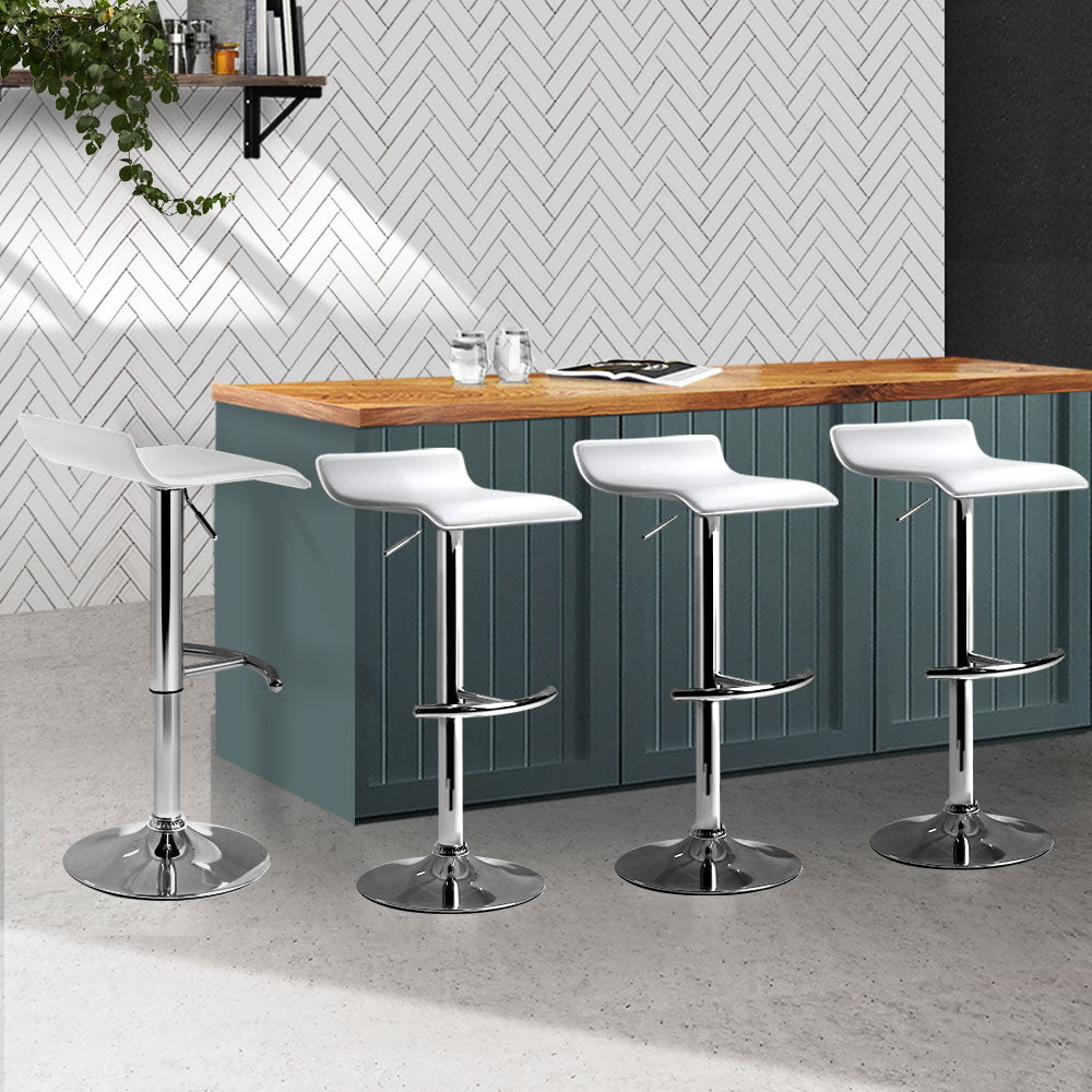 4x Bar Stools White Seat 360 Degree Swivel Seat