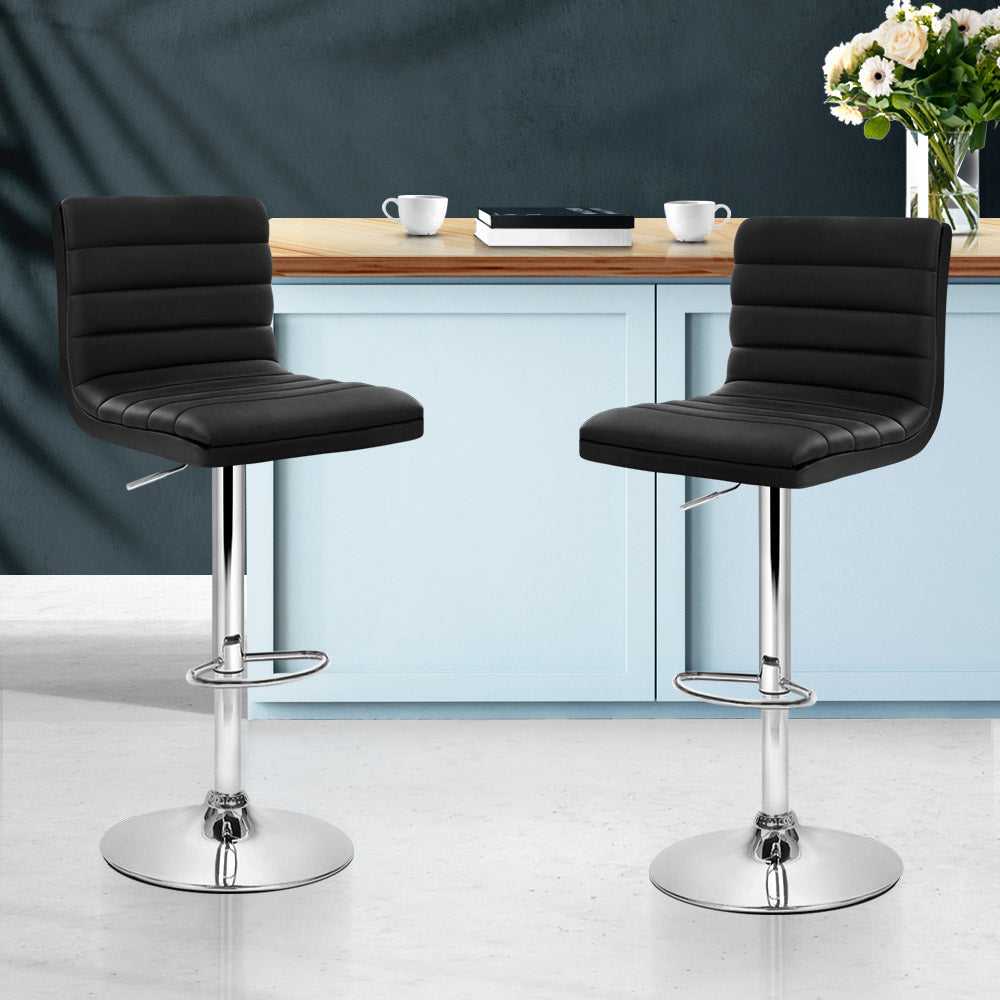 Set of 2 Bar Stools black Chairs