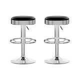 Set of 2 PU Leather Kitchen Bar Stools- Black