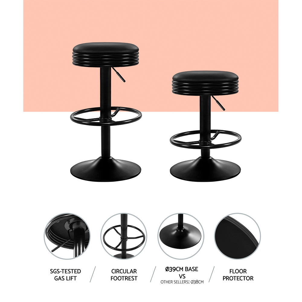 2x Anton Bar Stools Adjustable Black