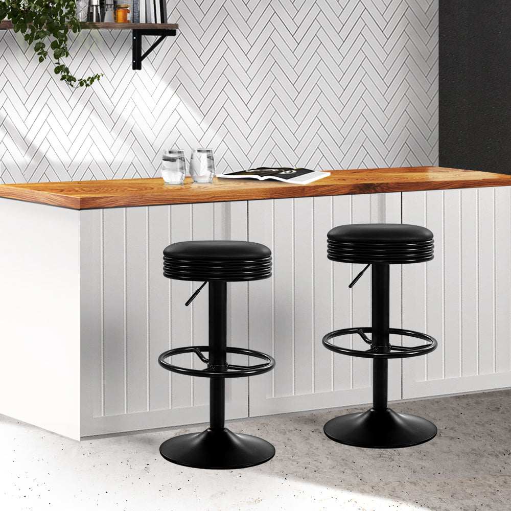 2x Anton Bar Stools Adjustable Black