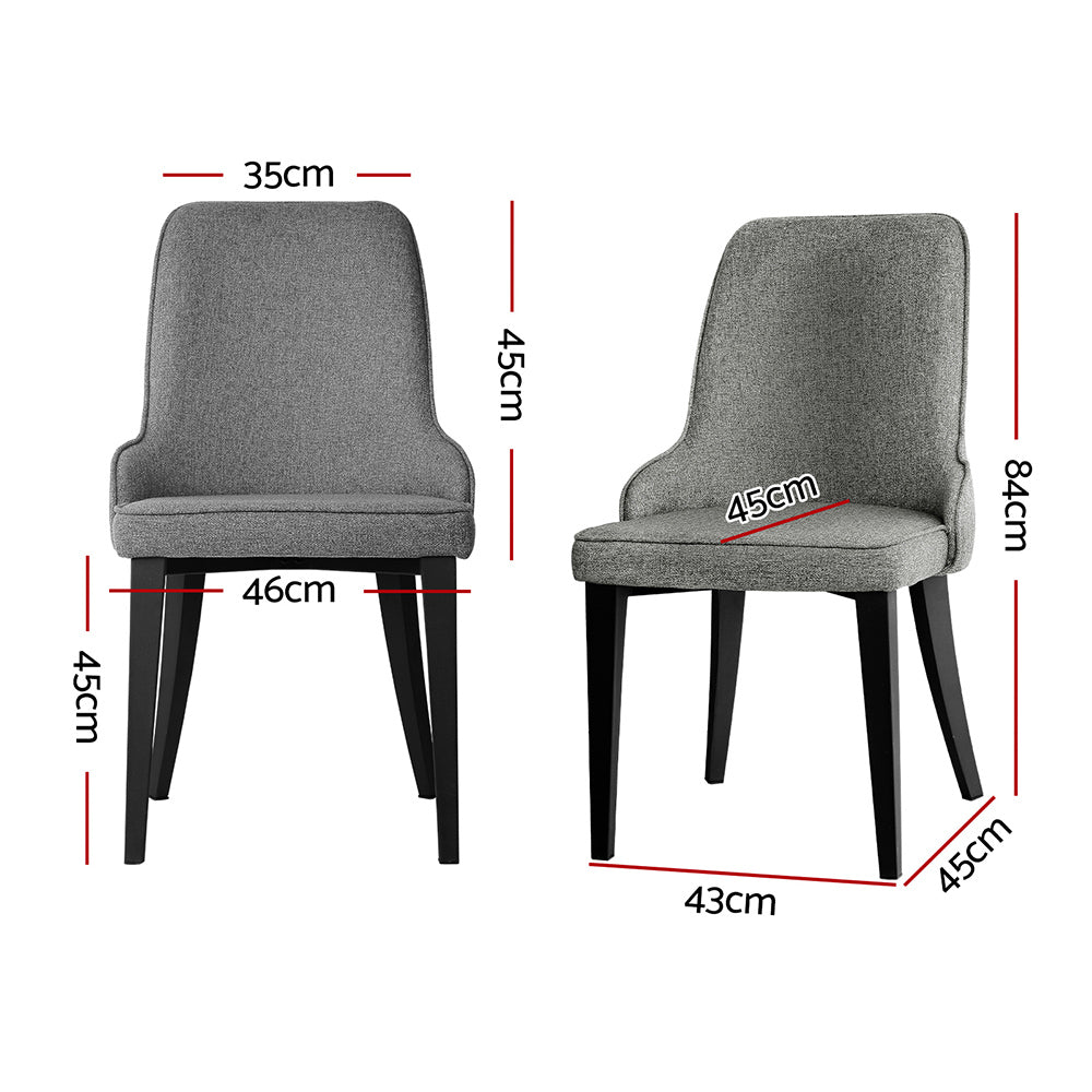 Set of 2 Fabric Dining Chairs Grey